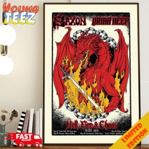 Celebrate Saxon And Uriah Heep In Texas With Our Limited Edition Silk-Screened Poster Heel Fire Chaos Show 2024 Schedule List Home Decor Poster Canvas