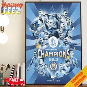 Congrats Manchester City Champions Premier League 2023-2024 Man City Champions Home Decor Poster Canvas
