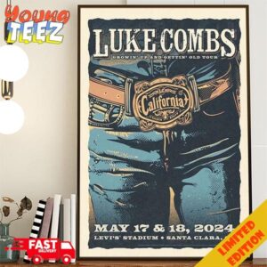 Luke Combs Concert Poster For His Performances On May 17-18 In Santa Clara California At Levi’s Stadium Poster Canvas