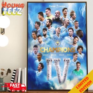 Manchester City Is Premier League Champions 2023-24 Poster Canvas