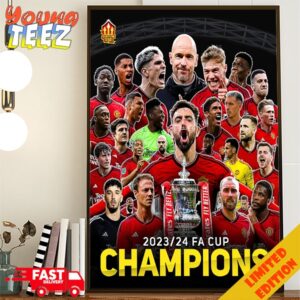 Official Manchester United Champions The Football Association Challenge Cup FA Cup 2024 Poster Canvas
