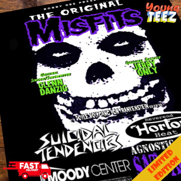 The Original Misfits Show 2024 At Moody Center Austin TX On August 10 With Suicidal Tendencies Bobby Dee Presents Poster Canvas