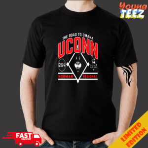 UCONN Huskies Baseball 2024 The Road To Omaha Norman Regionals NCAA Merchandise T Shirt
