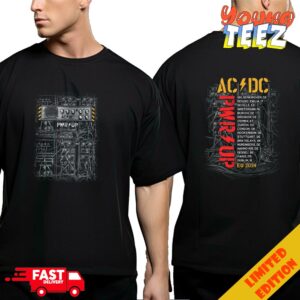 AC DC Wires PWR UP Europe Tour 2024 Schedule Lists Two Sides T-Shirt