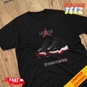 Air Jordan 11 Low Bred Black White Varsity Red Releasing Summer 2025 Sneaker Merchandise T-Shirt