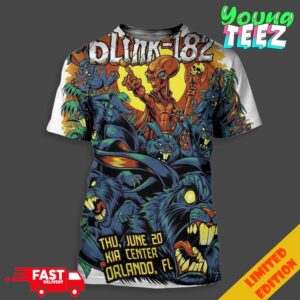 Blink-182 First Poster Design By Brian Allen One More Time Tour Show In Kia Center Orlando FL June 20 2024 Essentials Unisex T-Shirt Unisex All Over Print T-Shirt
