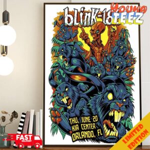 Blink 182 First Poster Design By Brian Allen One More Time Tour Show In Kia Center Orlando FL June 20 2024 Poster Canvas