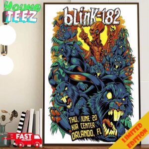 Blink-182 First Poster Design By Brian Allen One More Time Tour Show In Kia Center Orlando FL June 20 2024 Poster Canvas Home Decor