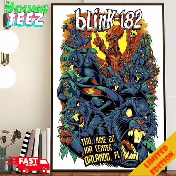 Blink-182 First Poster Design By Brian Allen One More Time Tour Show In Kia Center Orlando FL June 20 2024 Poster Canvas Home Decor