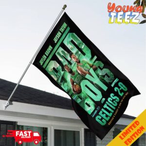 Boston Celtics Are 2 Wins Away From An NBA Finals 2024 Title Jaylen Brown x Jayson Tatum But Bad Boys Movie Poster Style Garden House Flag Home Decor