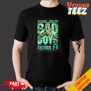 Boston Celtics Are 2 Wins Away From An NBA Finals 2024 Title Jaylen Brown x Jayson Tatum But Bad Boys Movie Poster Style Merchandise T Shirt