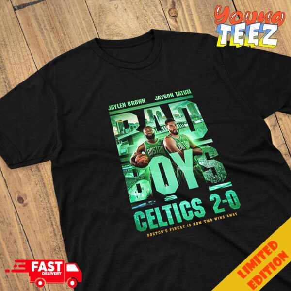 Boston Celtics Are 2 Wins Away From An NBA Finals 2024 Title Jaylen Brown x Jayson Tatum But Bad Boys Movie Poster Style Merchandise T-Shirt