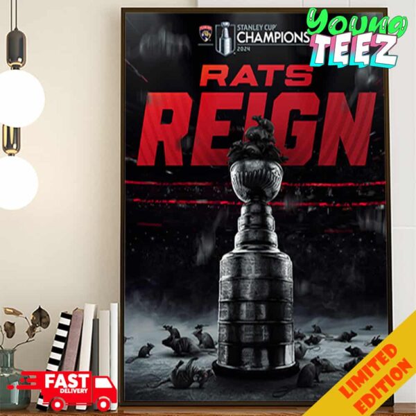 Congrats Florida Panthers Champions Stanley Cup 2024 For The Cats And Tge Rats NHL Final Poster Canvas