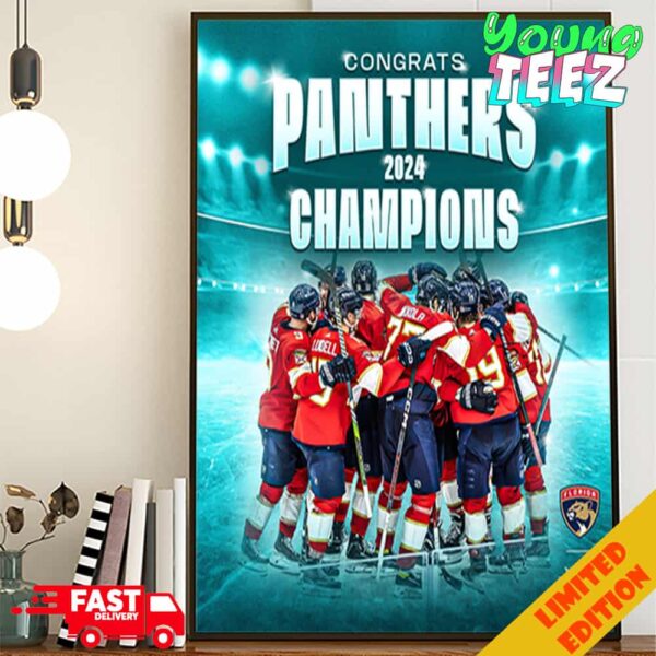 Congrats Panthers Champions Stanley Cup 2024 NHL Poster Canvas