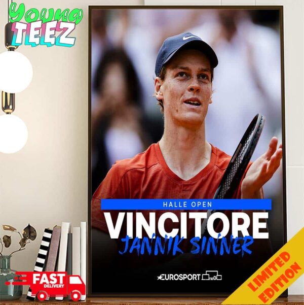 Jannik Sinner Champions Halle Open 2024 Euro Sport Tennis Congrats Vincitore Poster Canvas Home Decor