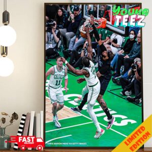 Jaylen Brown Eastern MVP Poster Dunk On Daniel Gafford Celtics Win Mavericks In Game 1 NBA Finals 2024 Short Moment Poster Canvas