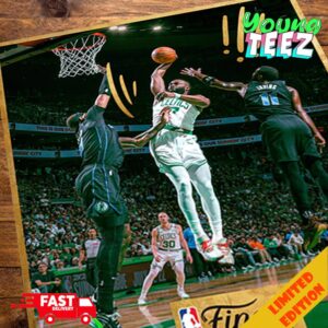 Jaylen Brown Poster Dunk On Daniel Gafford Celtics Win Mavericks In Game 1 NBA Finals 2024 Highlight Moment Poster 2