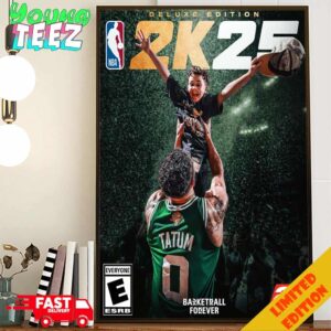 Jayson Tatum Winning First NBA Championship Deluxe Edition 2k25 Boston Celtics Champion NBA Finals 2024 Poster Canvas Home Decor