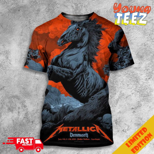 Ken Taylor Art Available Exclusively In Denmark Pop-Up Store Metallica M72 Copenhagen World Tour Killer Poster June 14th 16th 2024 Parken Stadium 3D T-Shirt