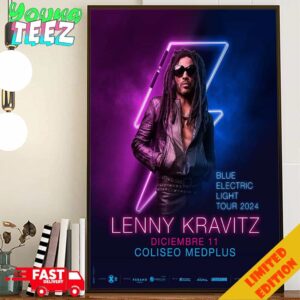 Lenny Kravitz Blue Electric Light Tour 2024 At Coliseo Medplus On December 11 Poster Canvas Home Decor