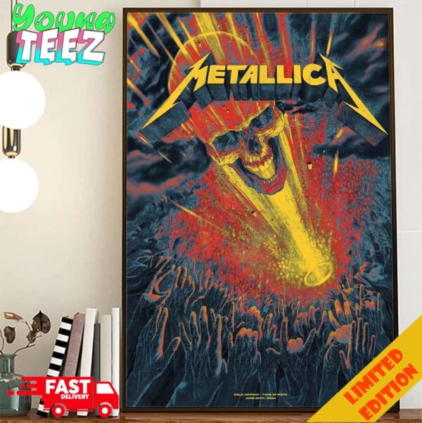 Limited Poster Metallica Show In Nauy At Oslo Norway On June 26th Metallica M72 World Tour 2024 Poster Canvas Home Decor
