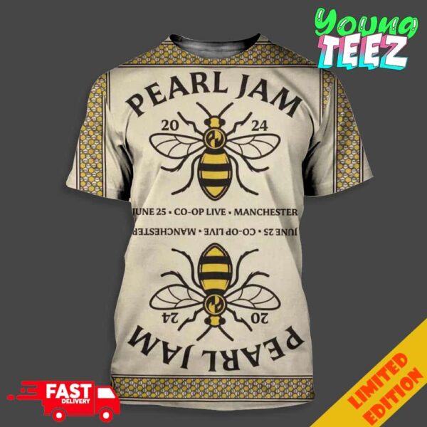 Limited Poster Pearl Jam Show In Manchester At The Coop Live Event Poster June 25th Pearl Jam Dark Matter World Tour 2024 Unisex All Over Print T-Shirt