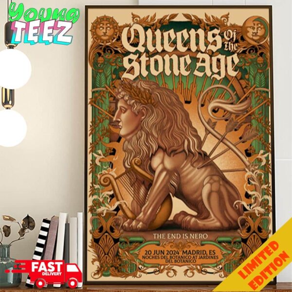 Limited Poster Queens Of The Stone Age The End Is Nero June 20 2024 Madrid ES Noches Del Botanico At Jardines Del Botanico By Wildner Lima Artwork Poster Canvas Home Decor