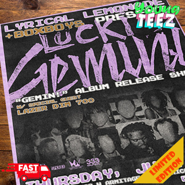 Lucki Gemini Live At Park West 2024 With Lazer Dim 700 And Gemin Album Release On Show June 13th Poster Canvas