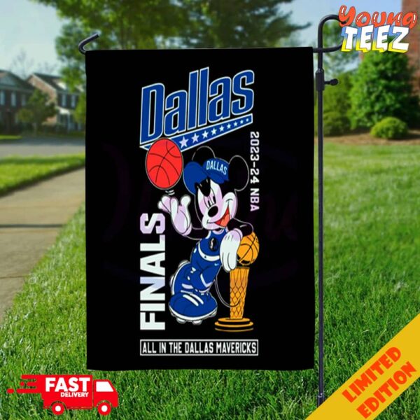 Mickey Mouse 2024 NBA Finals All In The Dallas Mavericks Congratulations Champions Garden House Flag Home Decor