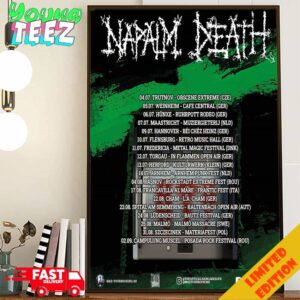 Napalm Death Tour 2024 Schedule List Date Poster Canvas Home Decor