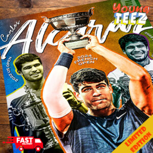 Official Carlos Alcaraz Champion Roland Garros 2024 The Championships Wimbledon Poster Canvas