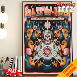 Official Poster Design For Blink-182 Show In Ball Arena Denver CO June 27 2024 Poster Canvas