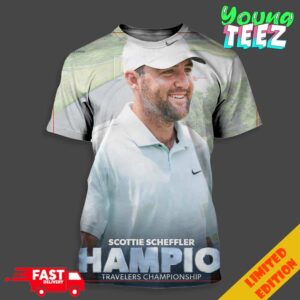 Official Scottie Scheffler Champion Travelers Championship 2024 PGA Goft Tour Unisex All Over Print T-Shirt
