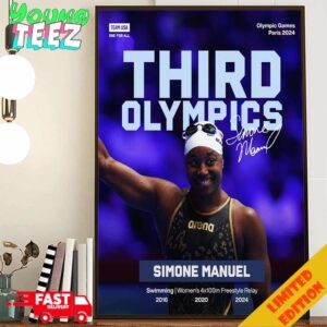 One Of The Greatest Sprinters In History Team USA Simone Manuel Wins Gold Medal Of Third Olympic Games Paris 2024 Swimming Poster Canvas Home Decor