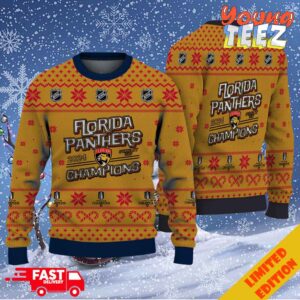 Retro Style Florida Panthers Champions Stanley Cup 2024 NHL Winners Christmas Gift For Fans Ugly Sweater