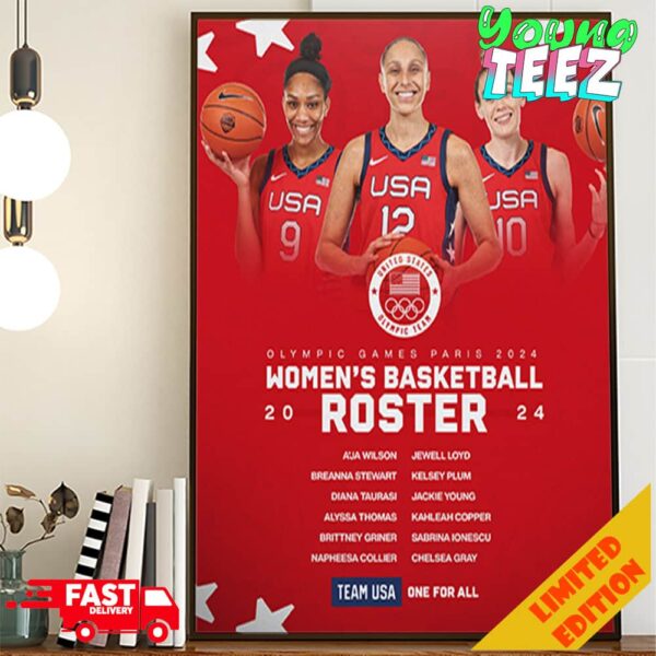 The 12-woman USA Basketball Squad Headed To The Olympics Games Paris 2024 To Make History Poster Canvas