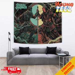 The Collaboration Of Eternal Champion And Sumerlands Are Designed By Fortifem 1988 2024 Rest In Power In Memoriam Brad Raub Hellfest 2024 Tapestry Poster
