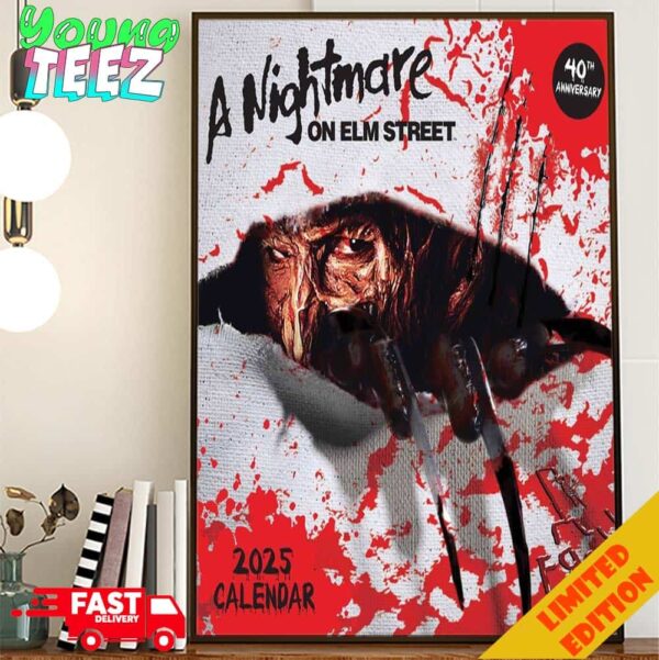 A Nightmare on Elm Street 2025 Calendar 40th Anniversary Home Decor Poster Canvas