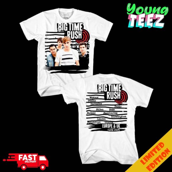 Big Time Rush Tour 2024 Merchandise Tour Stops Unisex Two Sides T-Shirt