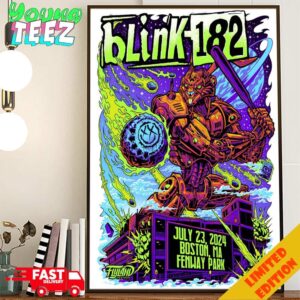 Blink-182 July 23 2024 One More Time Tour At Boston MA Fenway Park Poster Concert Poster Canvas Home Decor