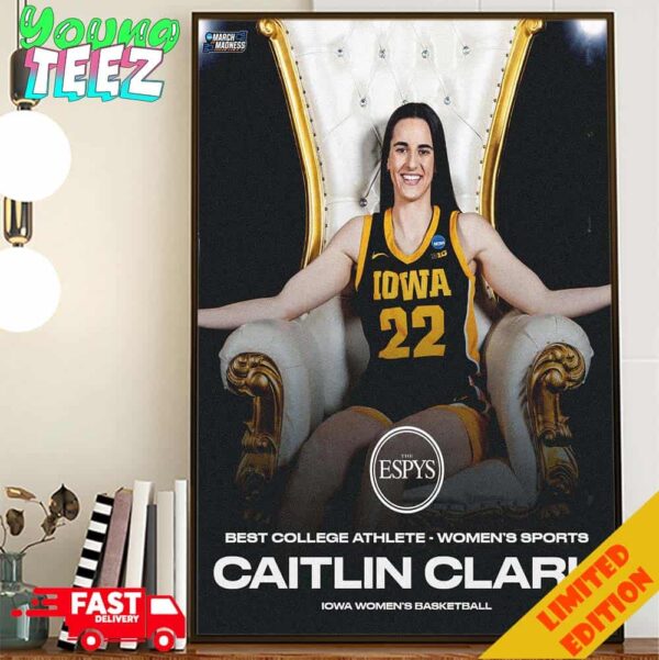 Congrats Caitlin Clark 22 The ESPYS Best College Athlete Women Sports 2024 March Madness Iowa Women’s Basketball Home Decor Poster Canvas