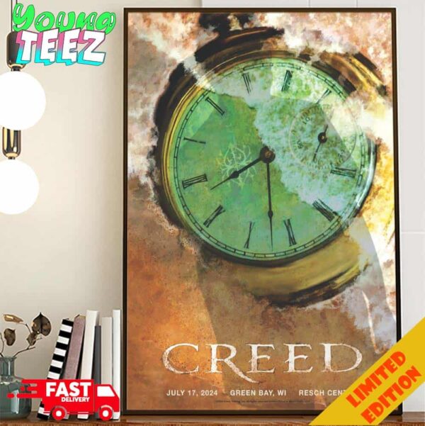 Creed July 17 2024 Green Bay WI Resch Center Show Edition Rock Concert Poster Lithograph By Cliff Cramp Poster Canvas Home Decor