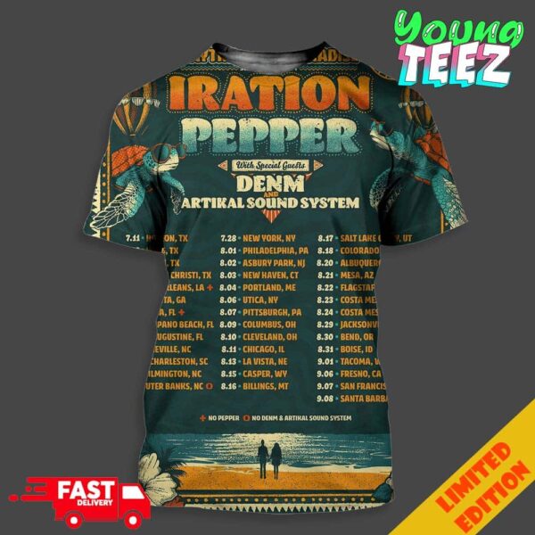 Daytrippin In Paradise Summer Tour 2024 Iration Pepper Band Concert With Denm Artikal Sound System Schedule List Date All Over Print Unisex T-Shirt