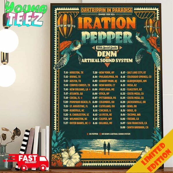 Daytrippin In Paradise Summer Tour 2024 Iration Pepper Band Concert With Denm Artikal Sound System Schedule List Date Poster Canvas Home Decor