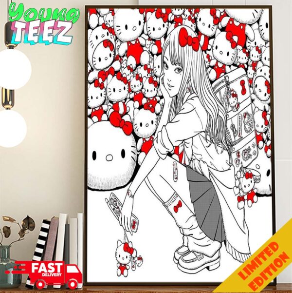 Junji Ito Tomie x Hello Kitty Collab Visual Home Decor Poster Canvas