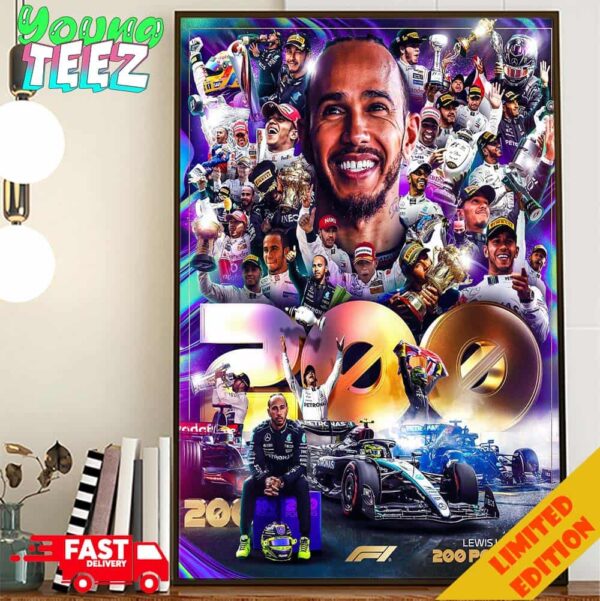 Lewis Hamilton Achieve 200 Formula 1 Podiums In Hungaruan GP 2024 Poster Canvas Home Decor