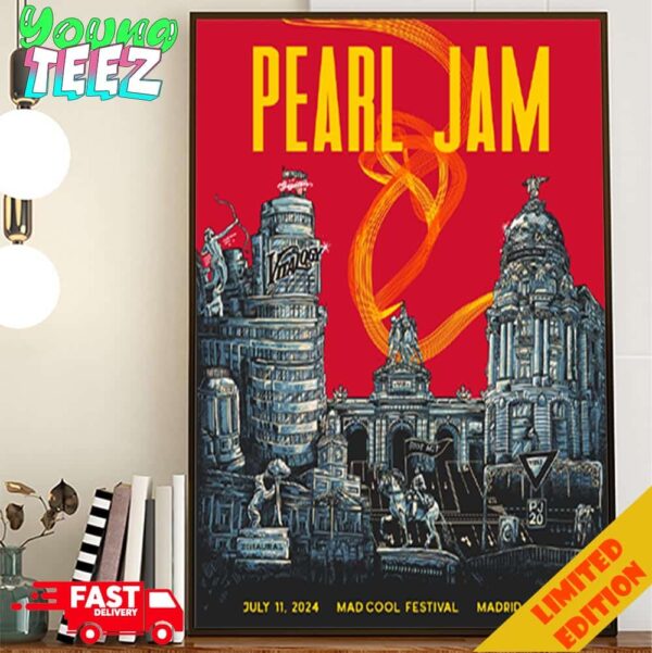 Limited Poster For Pearl Jam Event Poster Dark Matter Show 2024 In Spain On July 11 At Mad Cool Festival Madrid Art By Villy Villian Home Decor Poster Canvas