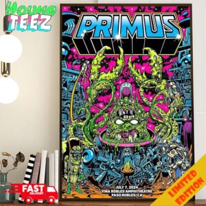 Limited Poster For Primus July 7th 2024 Vina Robles Amphitheatre Paso Robles CA Show Home Decor Poster Canvas