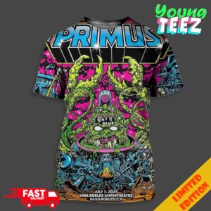 Limited Poster For Primus July 7th 2024 Vina Robles Amphitheatre Paso Robles CA Show Unisex All Over Print T-Shirt