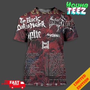 Make Them Beg For Caffeine Featuring Dying Fetus And The Black Dahlia Murder Concert Beg To Serve 2024 Tour Schedule List Date All Over Print Unisex T-Shirt